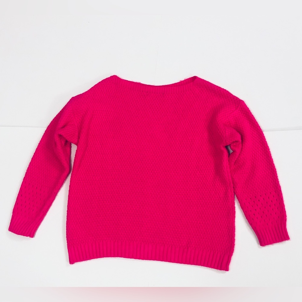 Pistache L-XL Sweater Neon Pink Crew Cable Knit Long Sleeve Excellent Condition - Picture 6 of 6